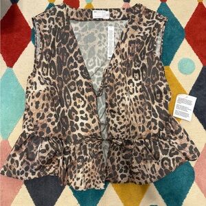 ASOS Animal Print V-Neck Tie Front Top